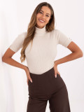 Pulover elegant bej cu guler
