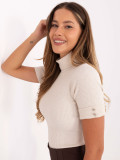 Pulover elegant bej cu guler