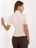 Pulover elegant bej cu guler