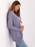 Cardigan lila deschis cu buzunare