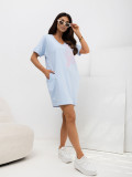 Rochie de vară bleu cu imprimeu și buzunare