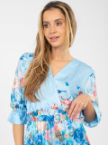 Rochie maxi cu imprimeu floral și curea, albastră