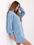 Pulover oversize de culoare albastră deschisă