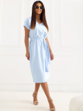 Rochie midi bleu cu curea