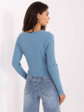 Pulover elegant albastru cu decolteu în V