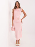 Rochie midi roz elegantă fără mâneci