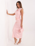 Rochie midi roz elegantă fără mâneci
