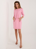 Rochie mini roz deschis cu mâneci 3/4