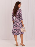 Rochie midi evazată roz deschis cu curea