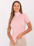 Pulover roz elegant cu guler