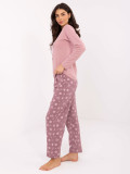 Pijamă din bumbac cu imprimeu, roz