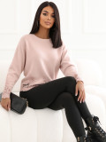 Pulover elegant roz deschis cu dantelă
