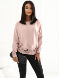 Pulover elegant roz deschis cu dantelă