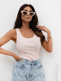 Top roz deschis cu bretele, material reiat