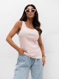 Top roz deschis cu bretele, material reiat