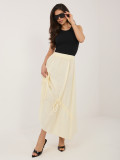 Fustă midi galbenă cu legare în talie