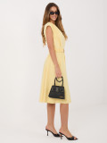 Rochie midi galbenă evazată cu curea