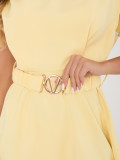 Rochie midi galbenă evazată cu curea