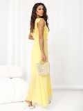 Rochie midi galbenă evazată cu curea