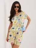 Pantaloni scurți galbeni cu imprimeu floral