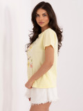 Tricou galben cu aplicație și broderie