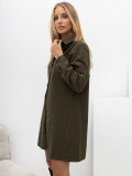 Rochie cămașă khaki cu buzunar