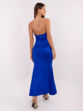 Rochie maxi cobalt cu decolteu tip cascadă