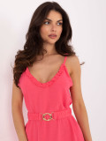 Rochie maxi corai cu volan