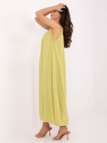 Rochie oversize verde lămâie cu decolteu în V