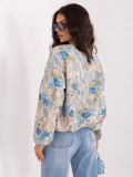 Geacă bomber albastră cu imprimeu floral, fără glugă