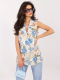 Vestă elegantă albastră cu model floral