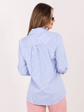 Cămașă damă albastră cu dungi și guler