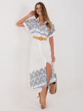 Rochie midi cămașă alb-albastră cu broderie și curea