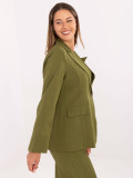 Sacou elegant verde măsliniu cu broșă