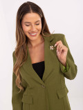 Sacou elegant verde măsliniu cu broșă