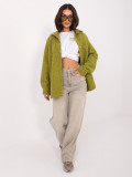 Geacă de tranziție verde măsliniu cu guler și buzunare