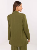 Sacou elegant verde măsliniu cu căptușeală și broșă