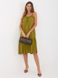 Rochie midi olive cu volan