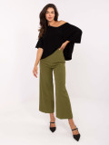 Pantaloni eleganți largi în culoare verde măsliniu