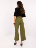 Pantaloni eleganți largi în culoare verde măsliniu