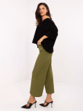 Pantaloni eleganți largi în culoare verde măsliniu