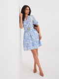 Rochie albastră cu imprimeu și curea