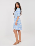 Rochie albastră cu imprimeu și curea