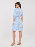 Rochie albastră cu imprimeu și curea