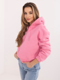 Hanorac scurt roz cu glugă și fermoar