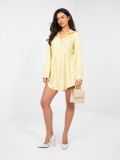Rochie cămașă mini galbenă cu dungi și guler