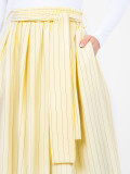 Fustă midi galbenă elegantă cu dungi și curea