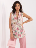 Vestă elegantă roz cu model floral
