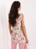 Vestă elegantă roz cu model floral