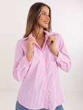 Cămașă roz cu dungi și mâneci lungi